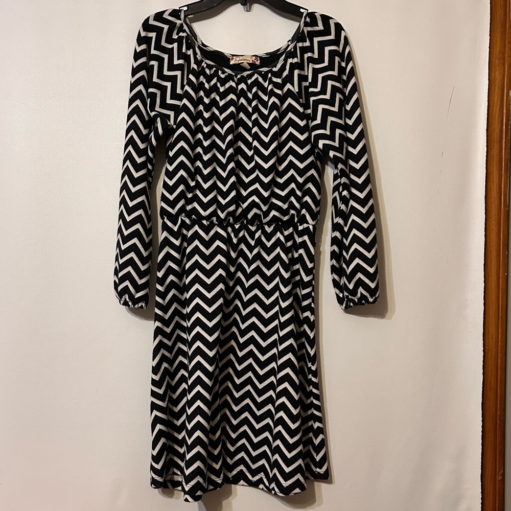 Black and white striped dress kids 16